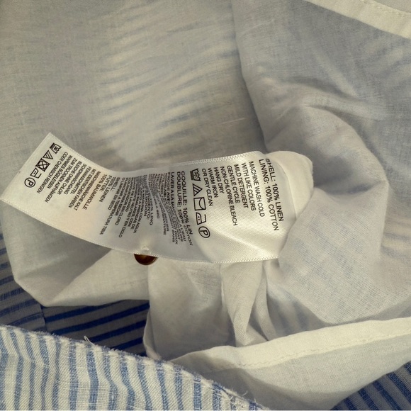 Tommy Bahama 100% Linen Blue Striped Sleeveless Dress - Picture 11 of 11